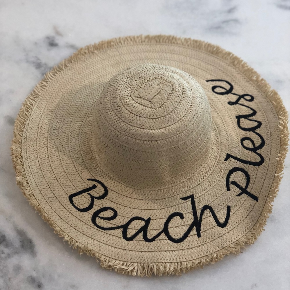 Straw Hat Embroidered “Beach Please”